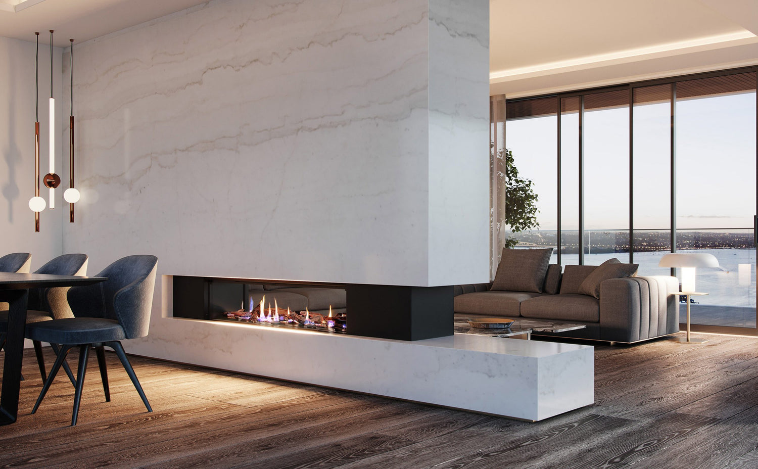 Rinnai LS1500 Double Sided Gas Log Fire