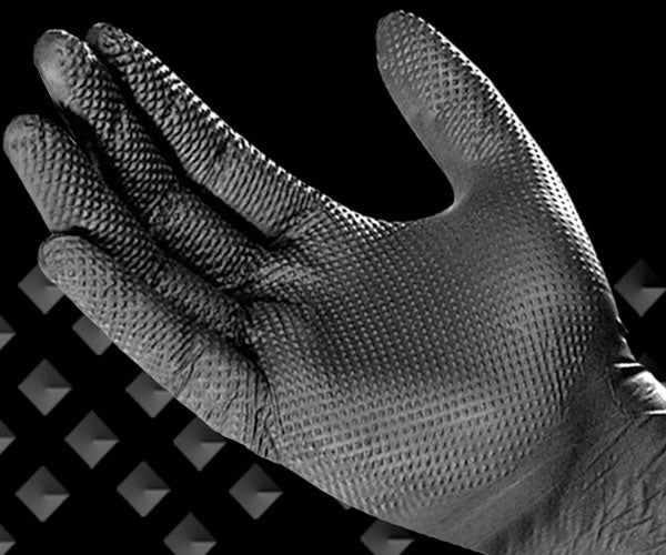 Diamond Textured Black Nitrile Gloves