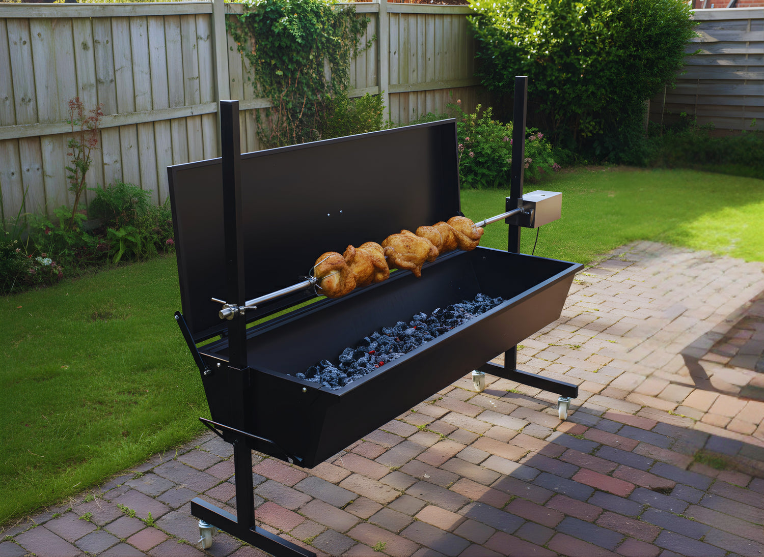 Flaming Coals Warrior Spit Roaster Charcoal