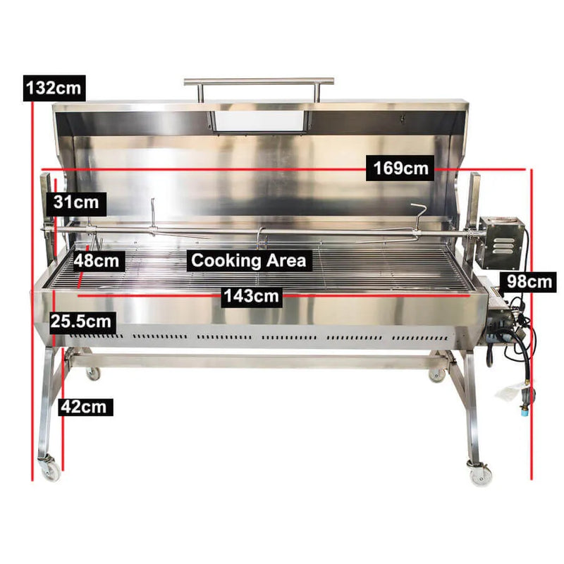 Flaming Coals Spartan Spit Roaster Stainless Steel 1500