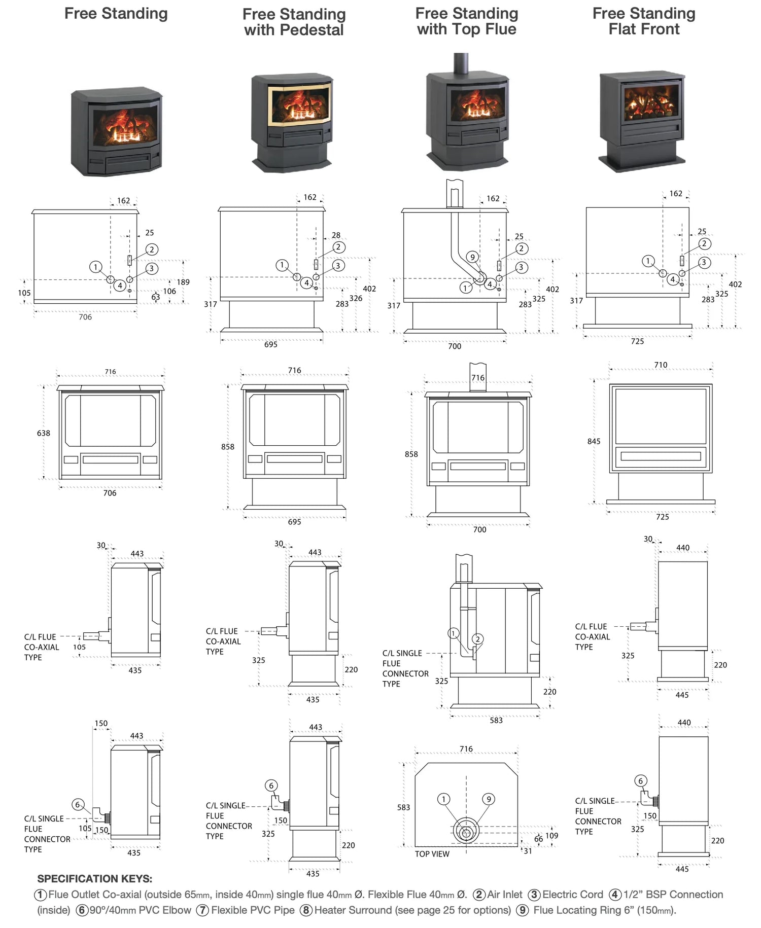 Archer FS700 Freestanding Gas log Fire