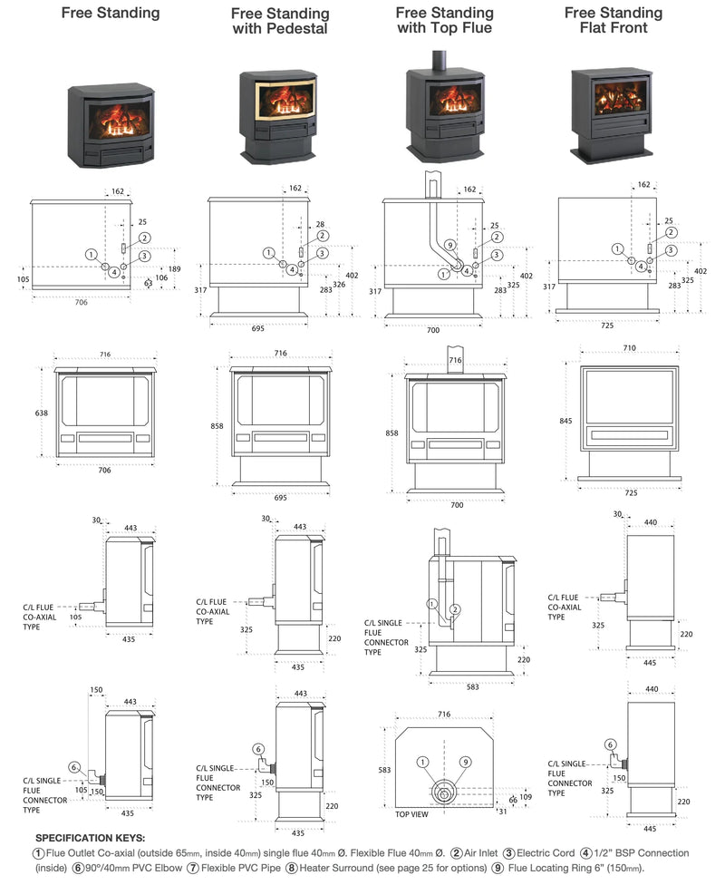 Archer IS700 Freestanding Gas log Fire